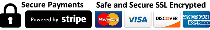 Secure payments by Stripe — Mastercard, Visa, Discover, American Express