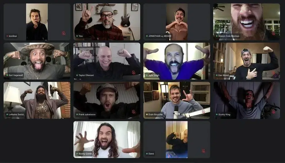 Sacred Sons leaders on a video call